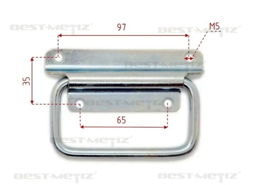 Ручка откидная 116х77 мм, оцинкованная сталь фото 2