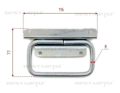 Ручка откидная 116х77 мм, оцинкованная сталь фото 3