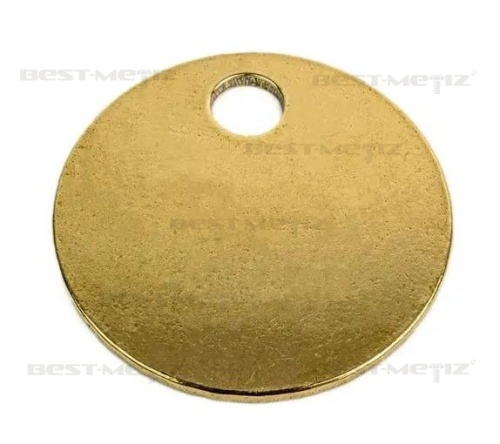 Круг D32мм, с 1 отверстием, латунь  от магазина "Крепёж и метизы"