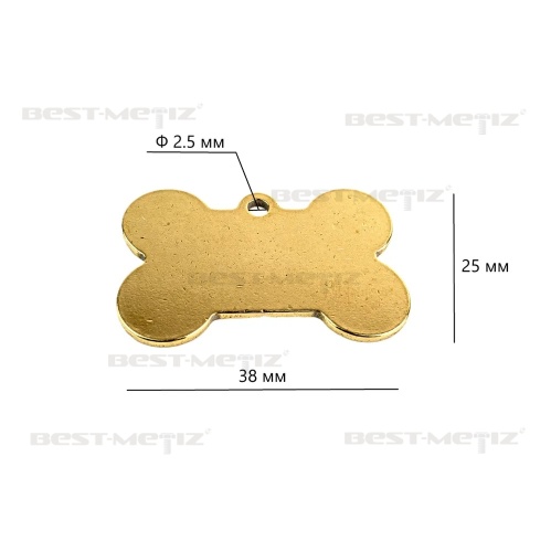 Косточка 38x25мм, с 1 отверстием, латунь  от магазина "Крепёж и метизы" фото 2