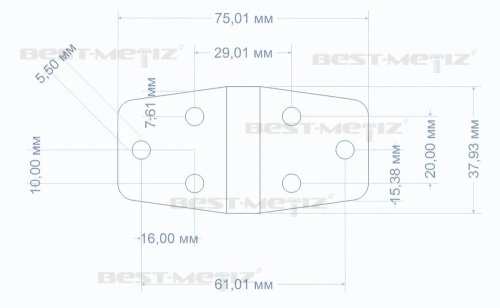 Петля трапециевидная 38х75, нержавеющая сталь   от магазина "Крепёж и метизы" фото 2