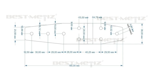 Петля большая трапециевидная 180х38 мм, нержавеющая  сталь  от магазина "Крепёж и метизы" фото 2