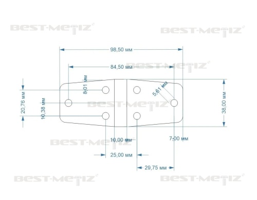 Петля трапециевидная, 38х97, нержавеющая сталь  от магазина "Крепёж и метизы" фото 2