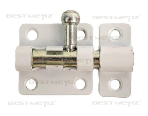 Шпингалет с ответной частью L=43, окрашенная сталь, белый