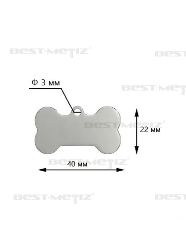 Косточка 40x22 мм, c 1 отверстием, нержавеющая полированная сталь  от магазина "Крепёж и метизы" фото 2