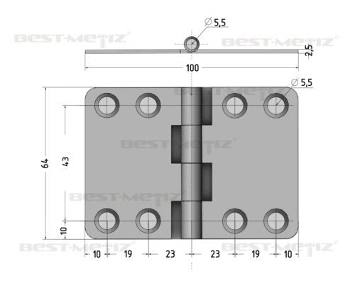 Петля накладная, нержавеющая сталь 100х64х2,5 мм  от магазина "Крепёж и метизы" фото 3