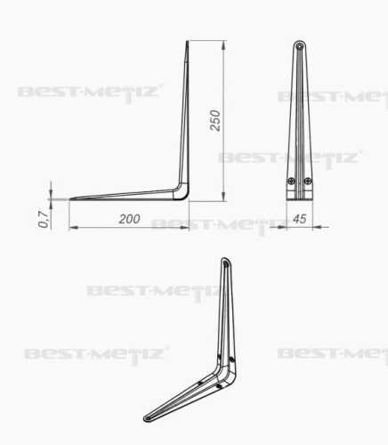 Кронштейн для полки 200×250 мм  от магазина "Best-Metiz" фото 2