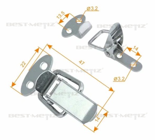 Замок защелка L=47, нержавеющая сталь фото 3