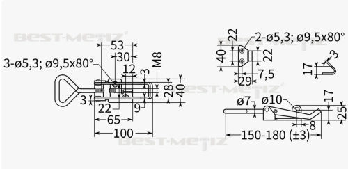 Замок регулируемый L=150-180, нержавеющая сталь  от магазина "Крепёж и метизы" фото 2