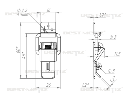 Замок 1 ГОСТ 14225-83, нержавеющая сталь фото 2