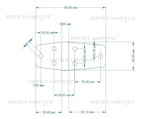 Петля накладная, 38х95 мм, нержавеющая сталь  от магазина "Крепёж и метизы" фото 2